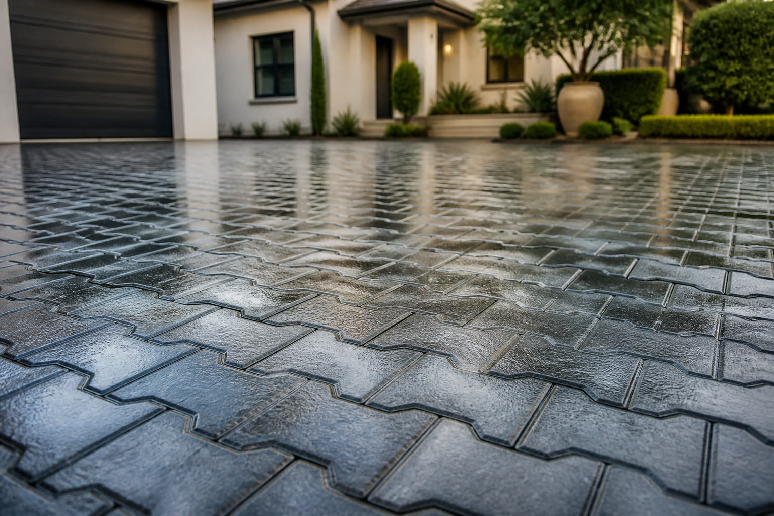 Cleaned brick paving with reinstated joints