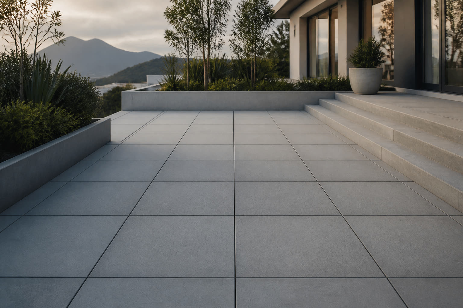 Large-format concrete slab paving