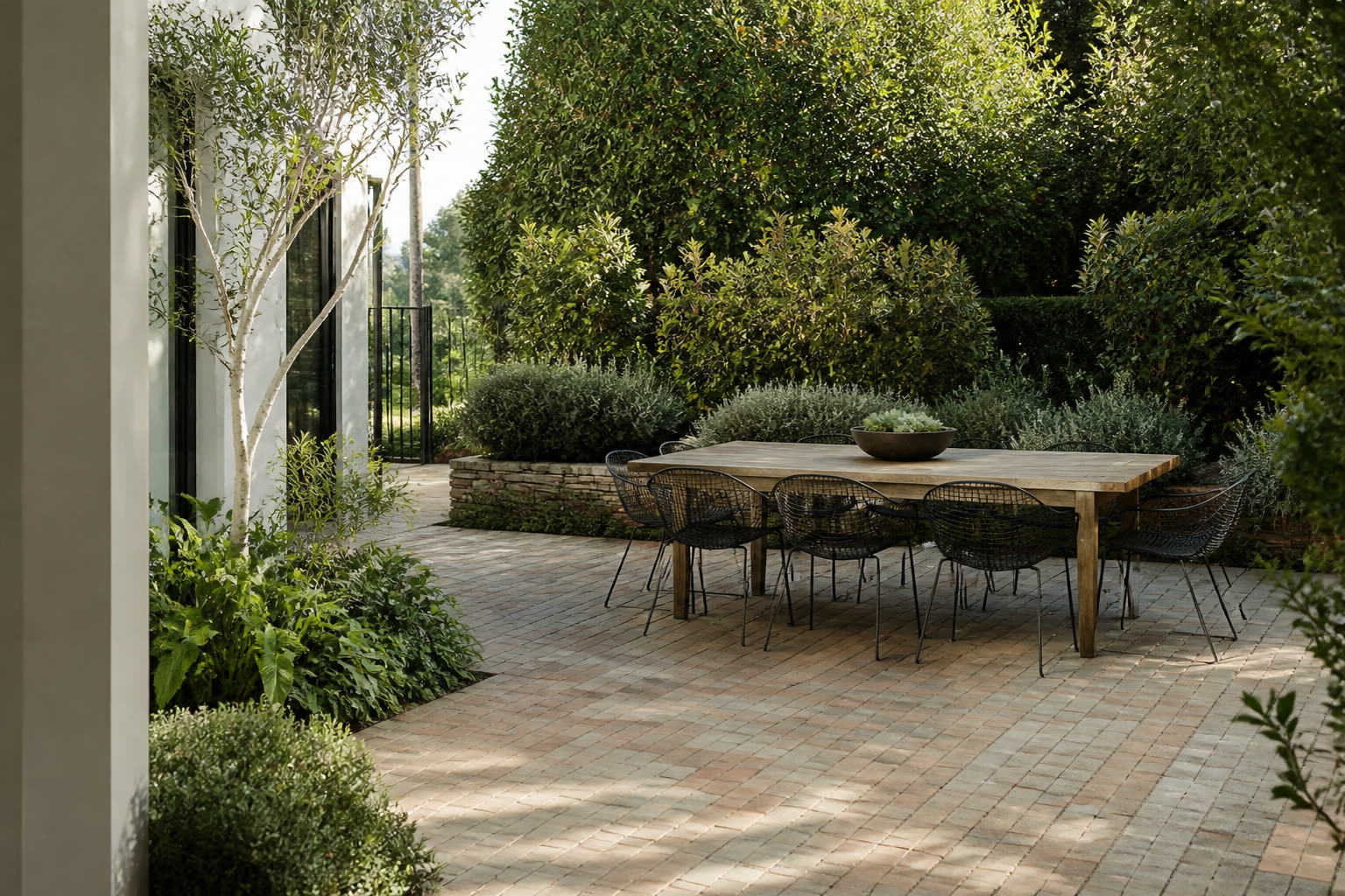 Patio paving laid as a level outdoor living surface